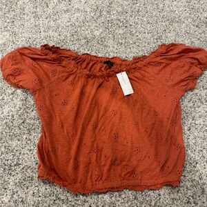 Orange crop off the shoulder shirt